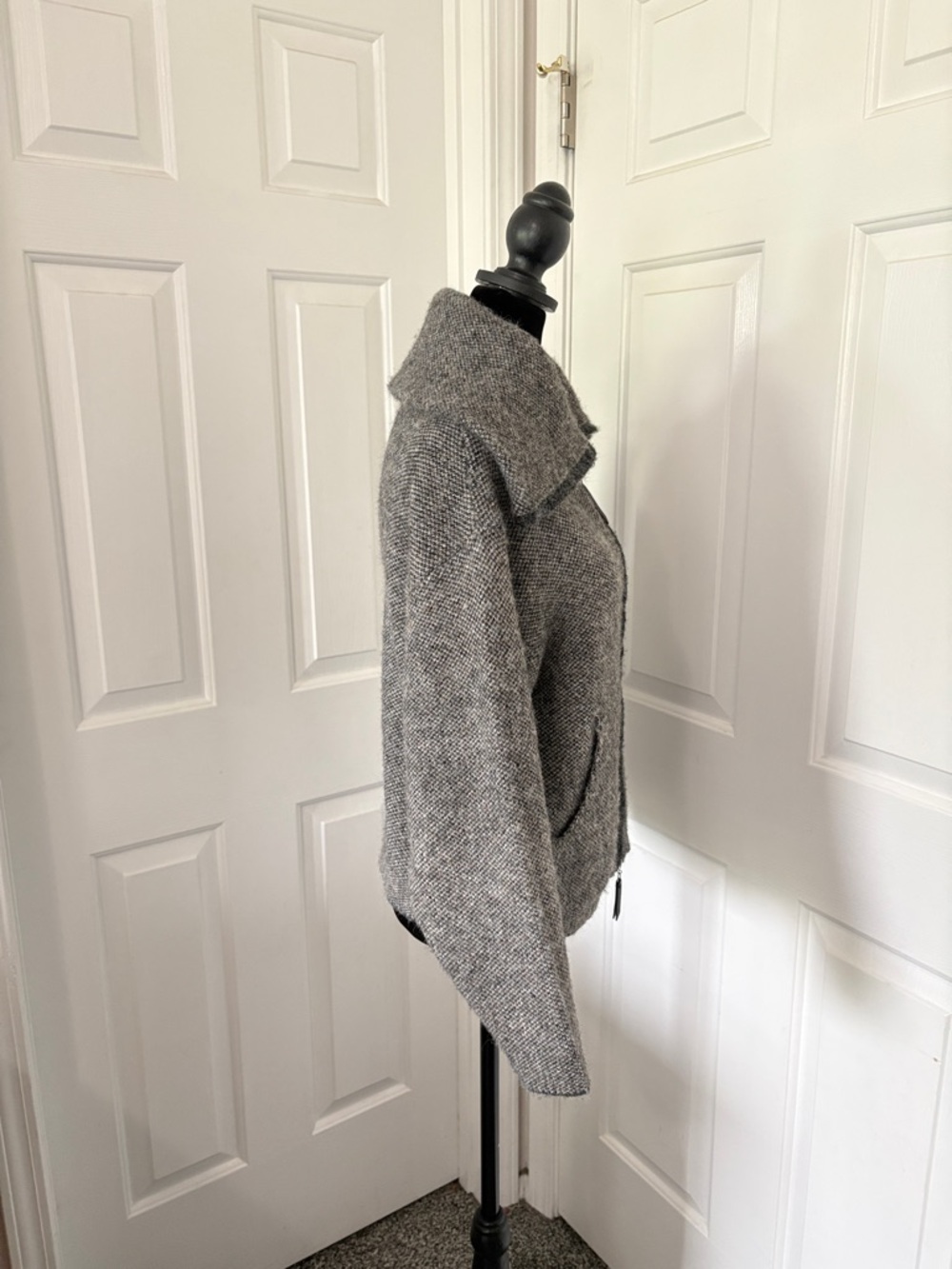 Cyrus Grey Zip-Front Wool-Blend Cardigan Jacket - Picture 5 of 13